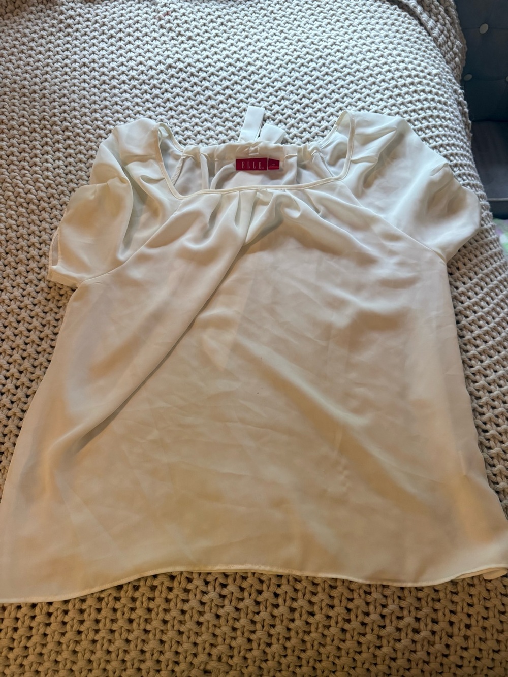 Elle Cream Puff Sleeve Square Neck Blouse
